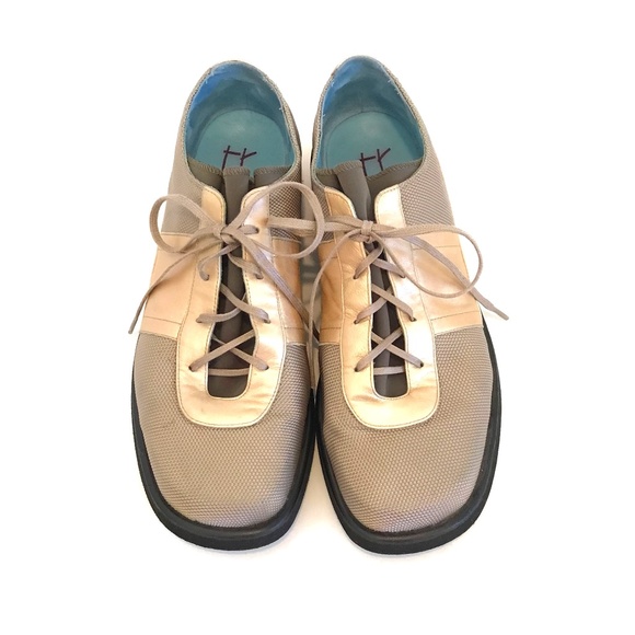 THIERRY RABOTIN Leather Oxford Shoes Gold Metallic Layla Women’s Size 7.5 EU38 - Picture 1 of 16